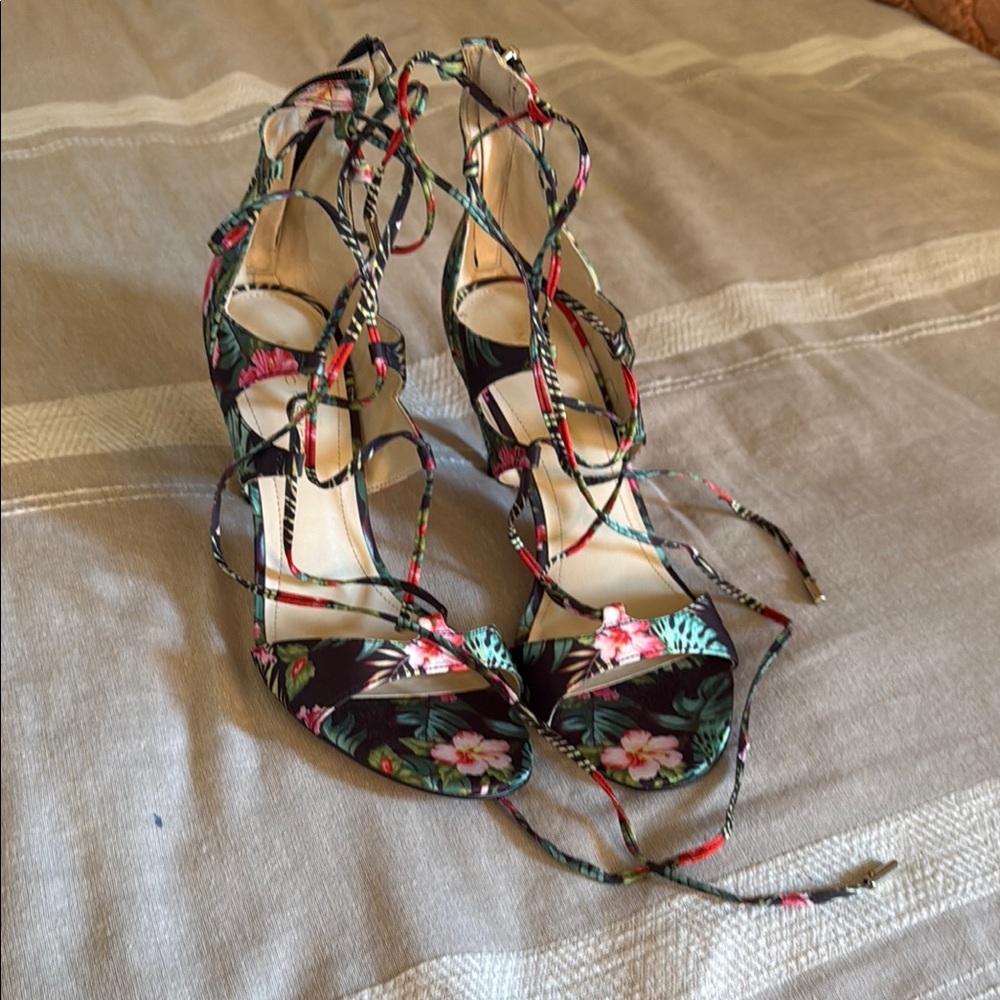 Marc Fisher Floral Lace-Up Heels